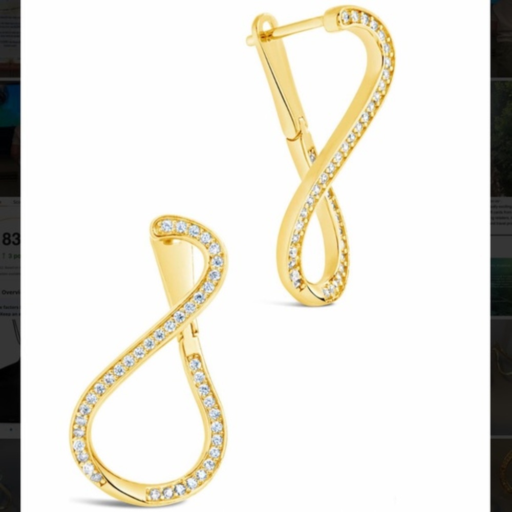 NWOT STERLING FOREVER CZ Pave Infinity Drop Earrings